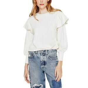 Adriano Goldschmied AG Cecilia Ruffle Crew Neck Sweatshirt Women’s Size L NWT